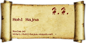 Hohl Hajna névjegykártya
